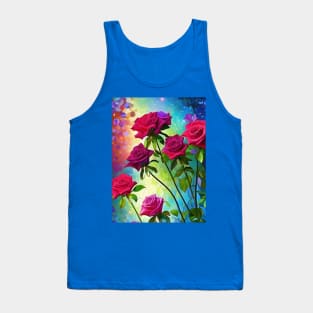 Red Roses In Bloom Tank Top